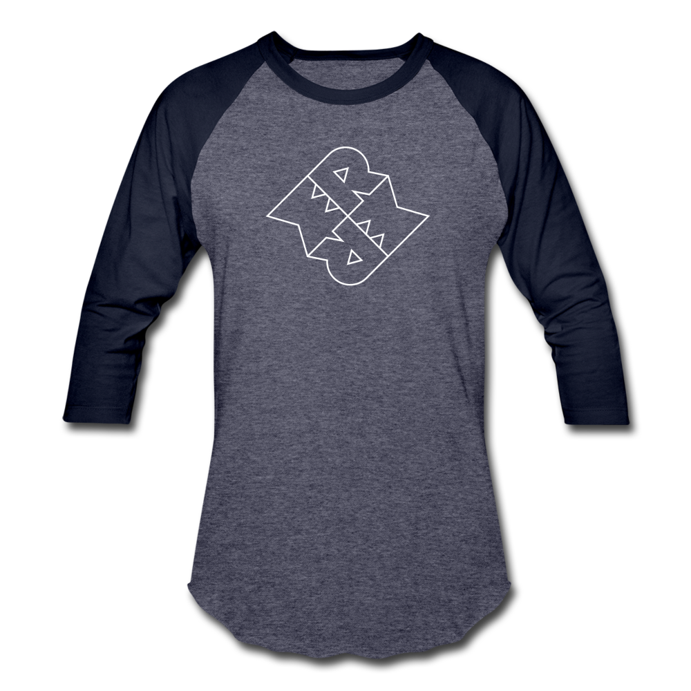Monster Drummer Baseball T-Shirt White Logo - heather blue/navy