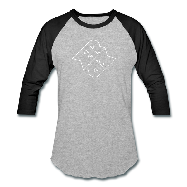 Monster Drummer Baseball T-Shirt White Logo - heather gray/black