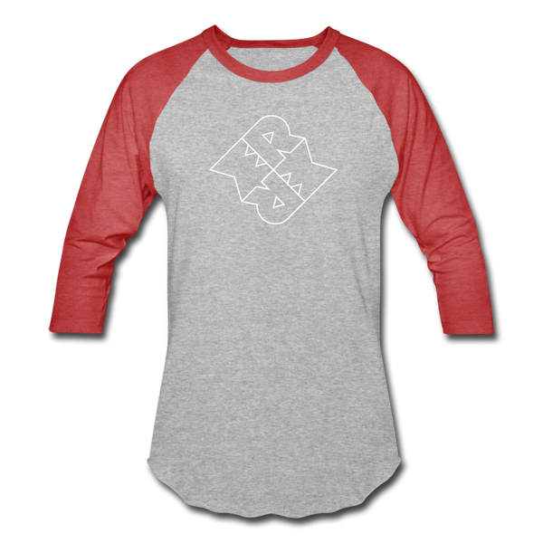 Monster Drummer Baseball T-Shirt White Logo - heather gray/red