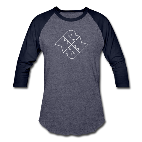 Monster Drummer Baseball T-Shirt White Logo - heather blue/navy