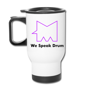 Monster Drummer Speak Travel Mug. - white